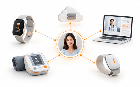 Connected healthcare devices and patient monitoring