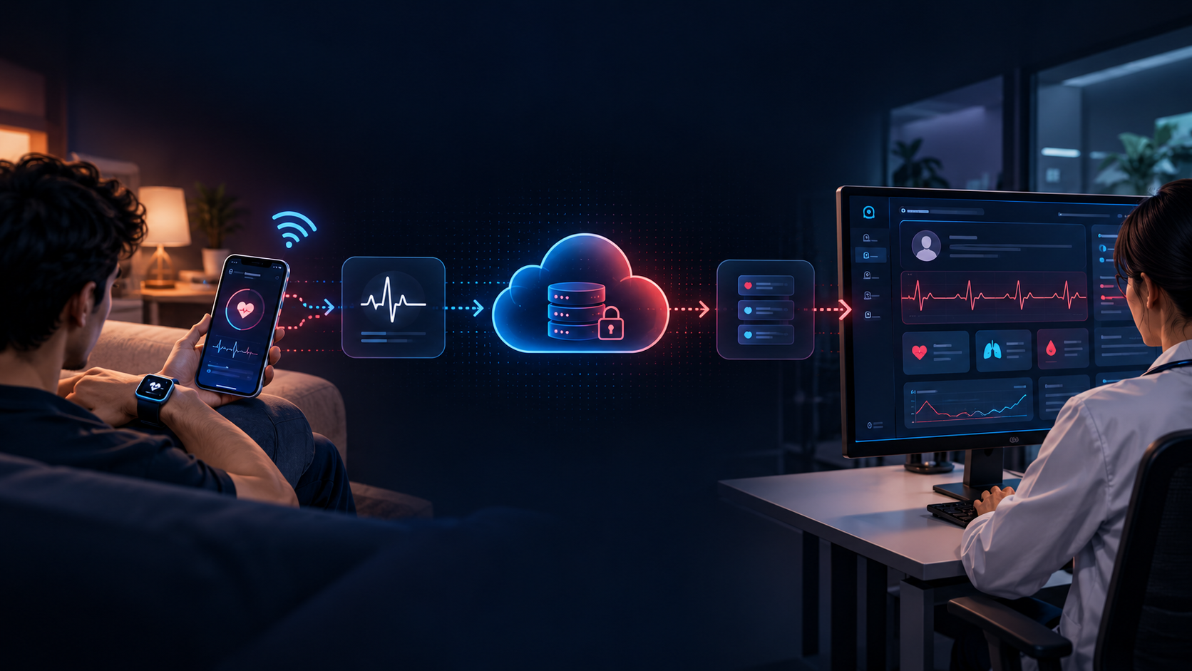 Article lead diagram: Remote patient monitoring data flow