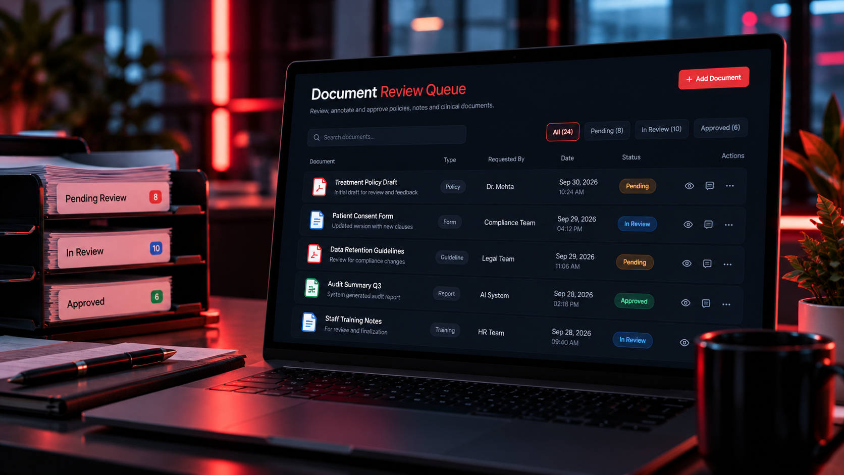 Document review queue screenshot